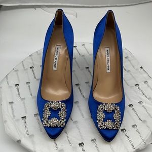 Manolo Blahnik Hangisi Crystal Buckle Pump